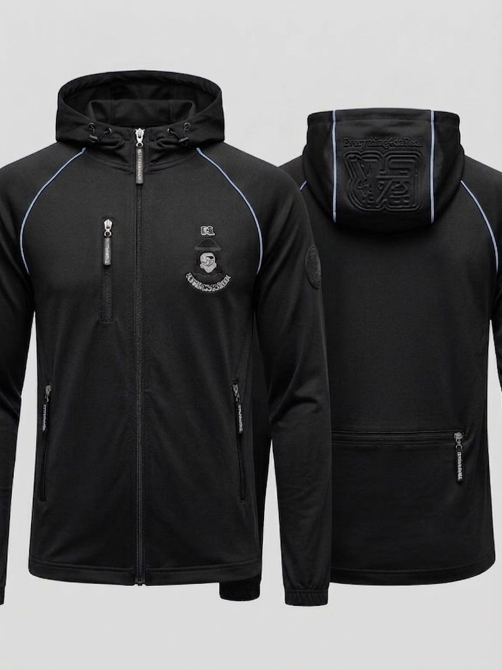 Men's Black Shadow Ops active hoodie with reflective piping